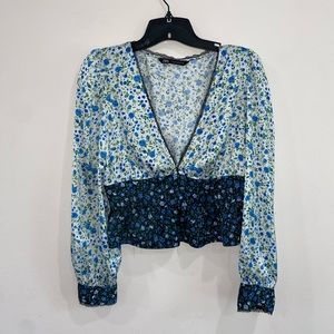 Zara | Cropped Floral Blouse